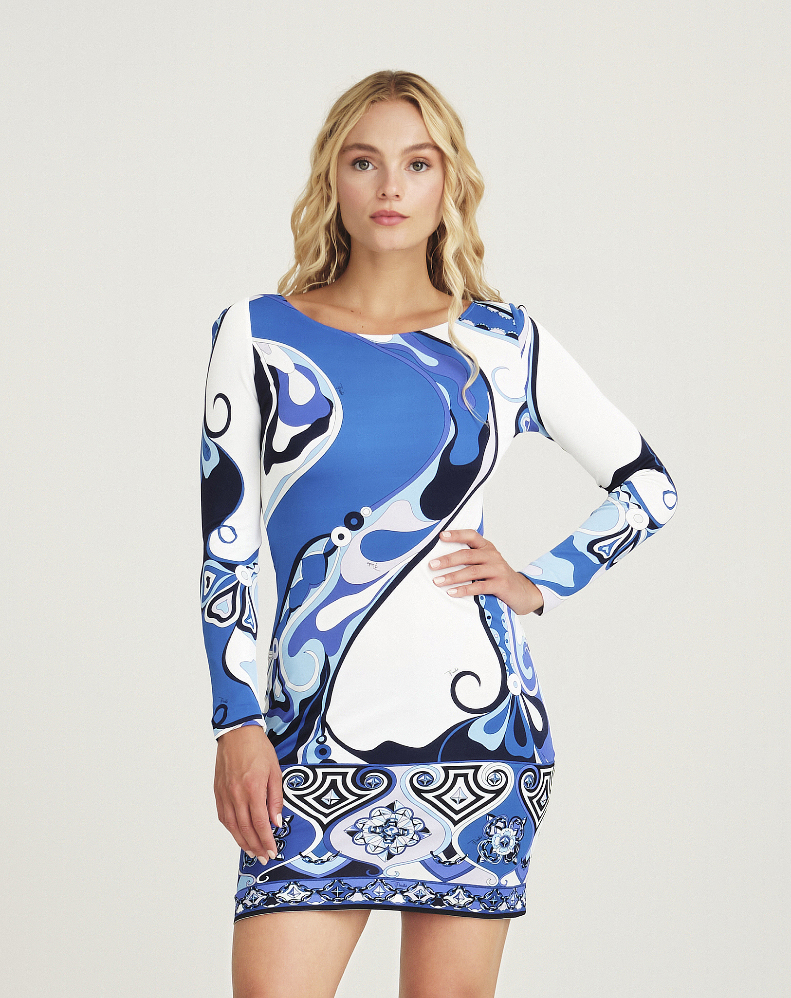 Emilio Pucci- Blue Marmont Print Dress